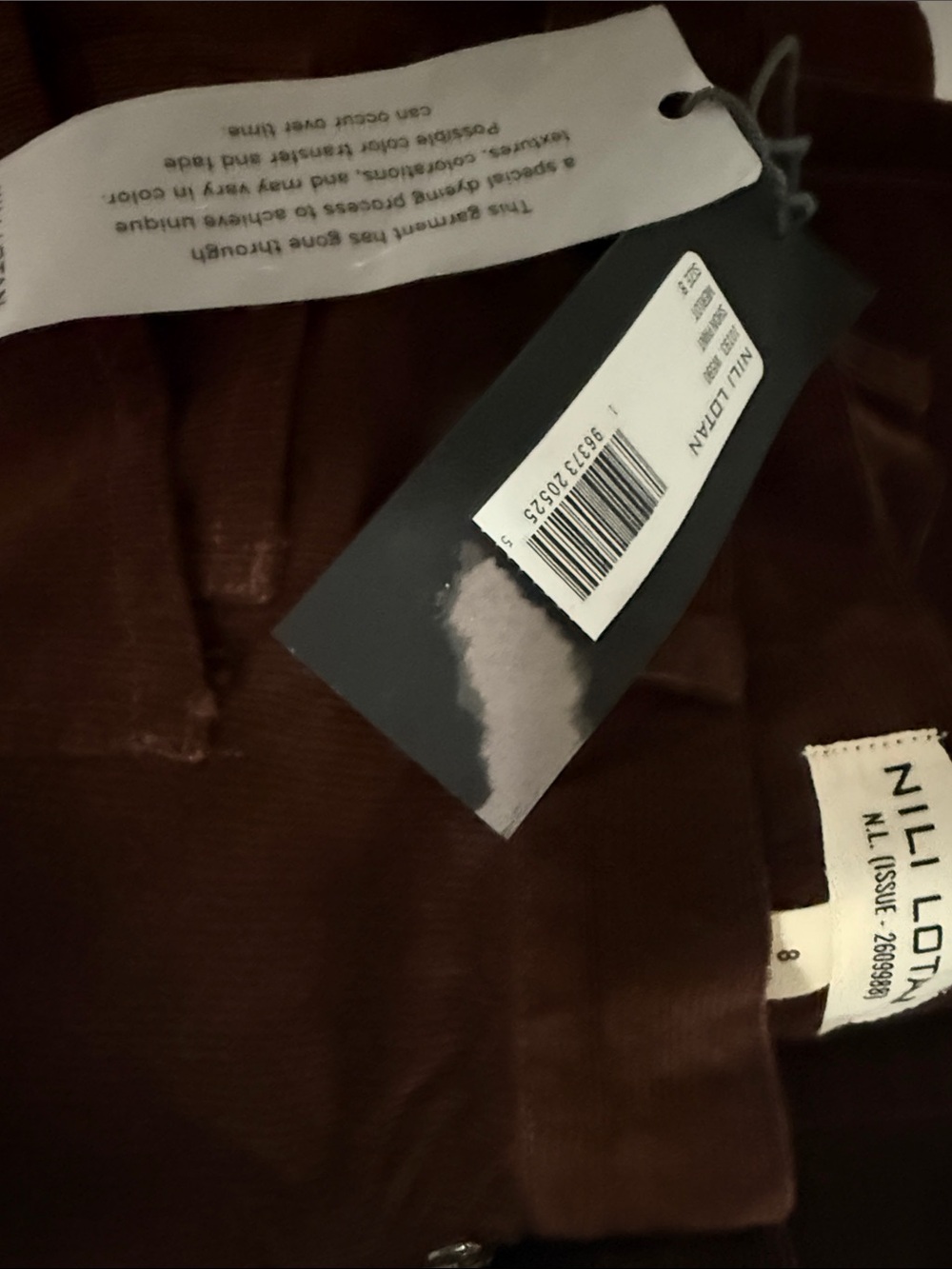Nili Lotan Shon Corduroy Pant reddish Brown Cord Barrel Merlot  $450 nwt - Picture 11 of 15